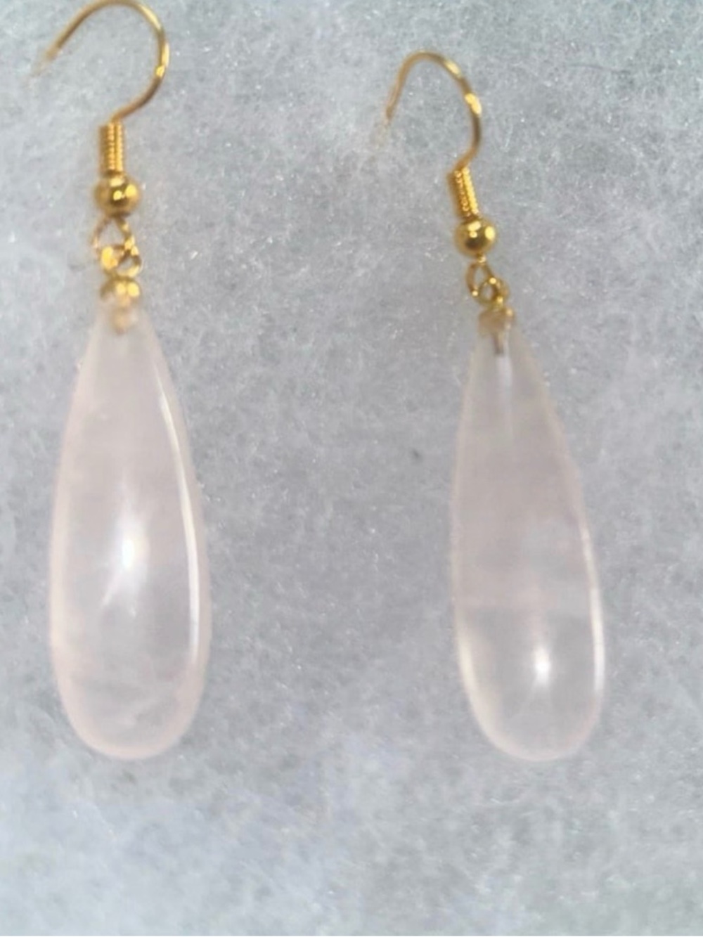 Boho hippie Rose Quartz Crystal Gold Plated Sterling Silver Earrings